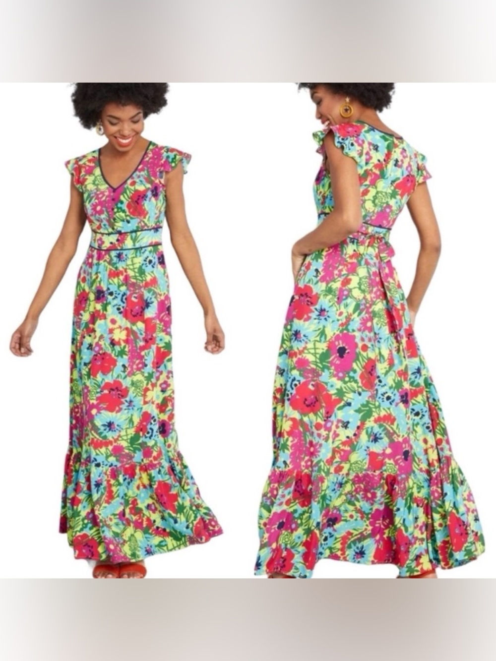 ModCloth Eyes On You Floral Maxi Dress L